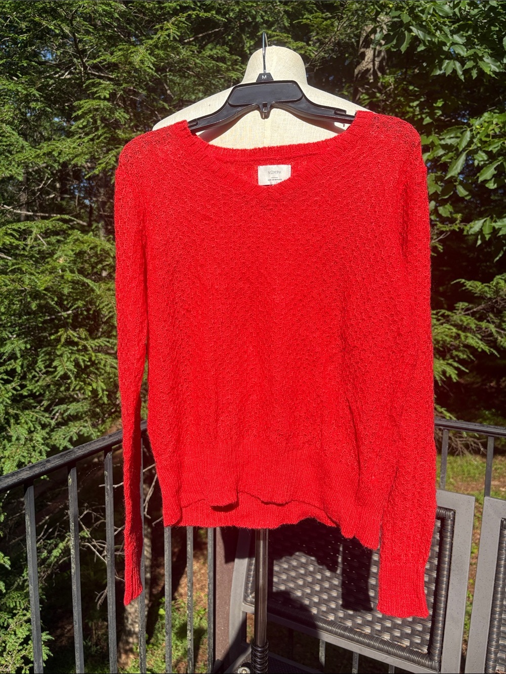 Anthropologie Numph Red Women's Lightweight Crewneck knit Sweater sz S